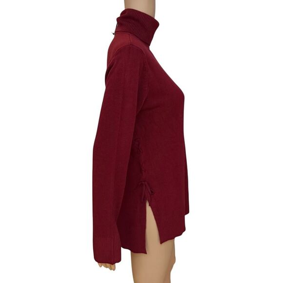 DG2 by Diane Gilman Lux Touch Turtleneck Sweater with Lace-Up Sides size M NWT - Picture 2 of 7
